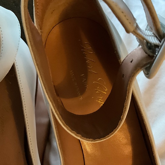 Robert Clergerie new white leather Ferdie platform wedge anklestrap pump 38.5 8 - Picture 6 of 12